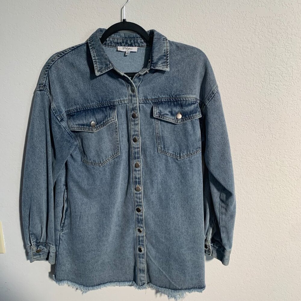 Hand Painted One Of A Kind, Bedazzled, Up-Cycled Denim Jacket Geometric Cat Face - Picture 9 of 11